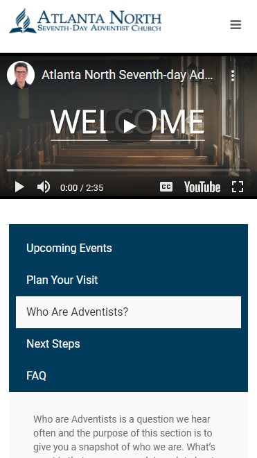 church i'm new page mobile view